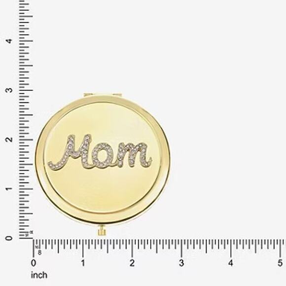 MONET Compact Mirror Mom Rhinestone Gold Tone New in Box - Picture 5 of 6